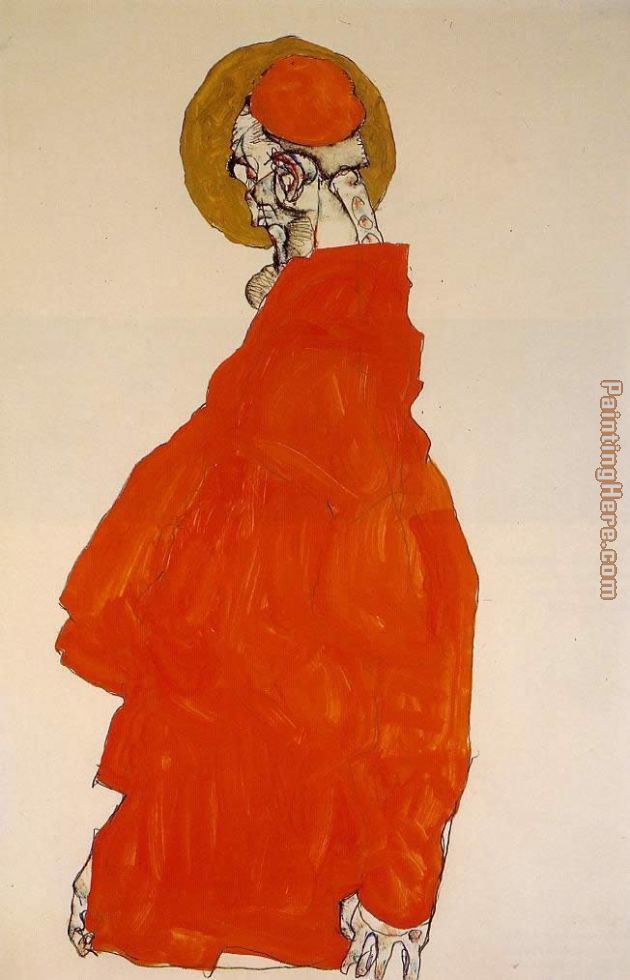 Standing Figure with Halo painting - Egon Schiele Standing Figure with Halo art painting